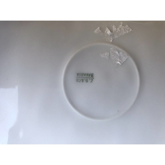 Z.S.&C. German Porcelain Cake Dish Yellow Rose Handles PreOwned - Picture 5 of 16